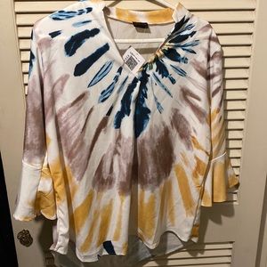 NWT blouse with tie die motif